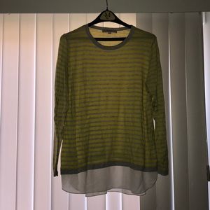 Ann Taylor Loft Yellow And Grey Striped Sweater